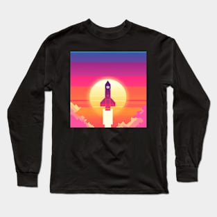 Synthwave rocket launch Long Sleeve T-Shirt